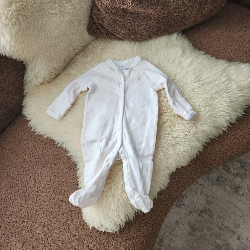 Ralph Lauren Pink and White Striped Sleeper